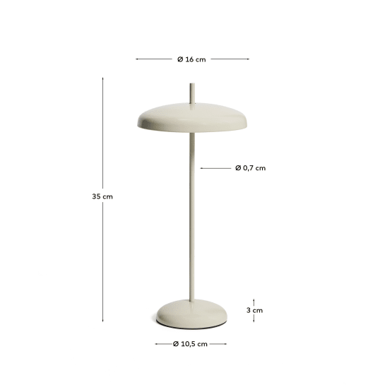 Porte light grey aluminium portable table lamp - sizes