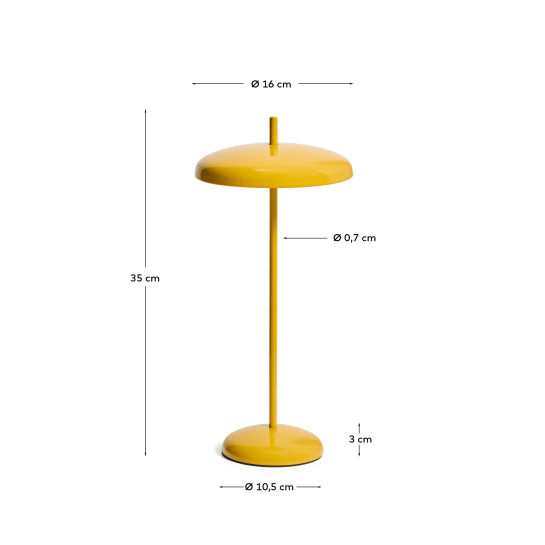 Candeeiro de mesa portátil Porte de alumínio amarelo - tamanhos