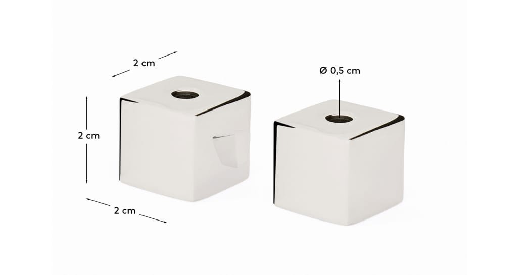 Acadia set of 4 stainless steel candle holders with a shiny silver finish - sizes