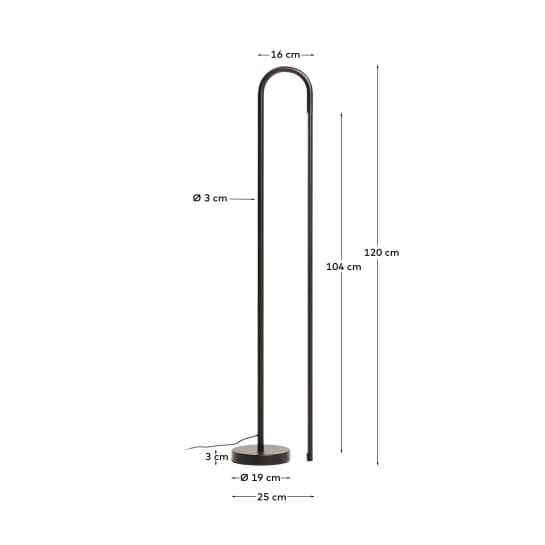 Bow black aluminium floor lamp UK adaptor - sizes