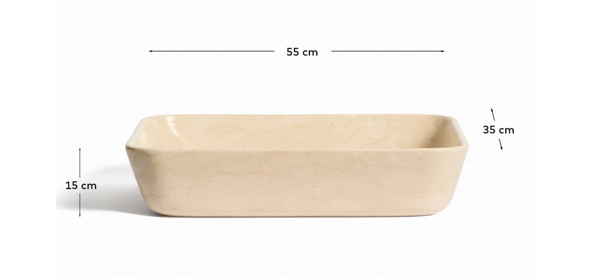 Lavabo de taulell Darnen de marbre beix 55 x 35 cm - mides