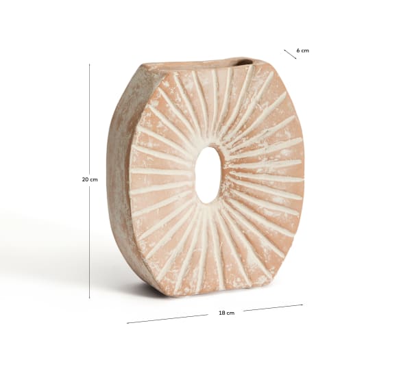 Valura vase in pink and beige papier-mâché 21 cm - sizes