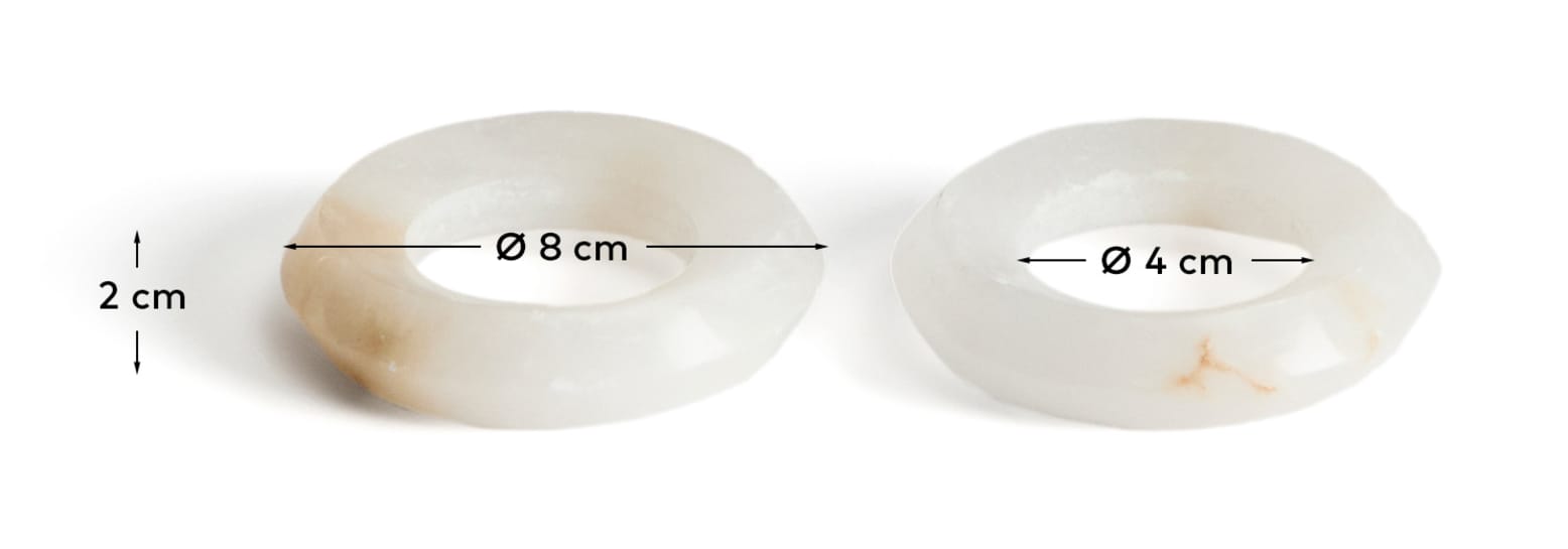 Noreli set of 2 alabaster napkin rings - sizes