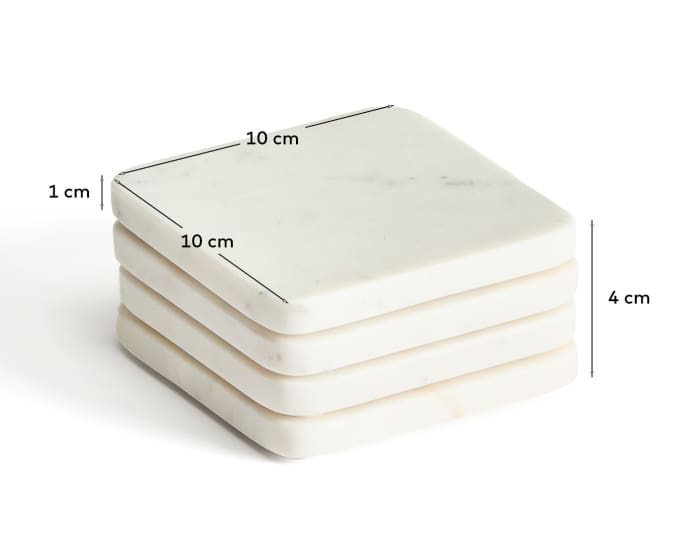 Nuvir set of 4 white marble coasters - sizes