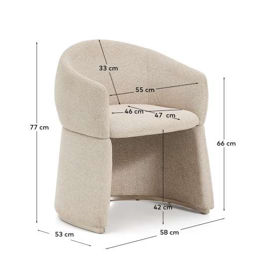 Bosca beige chenille chair - sizes