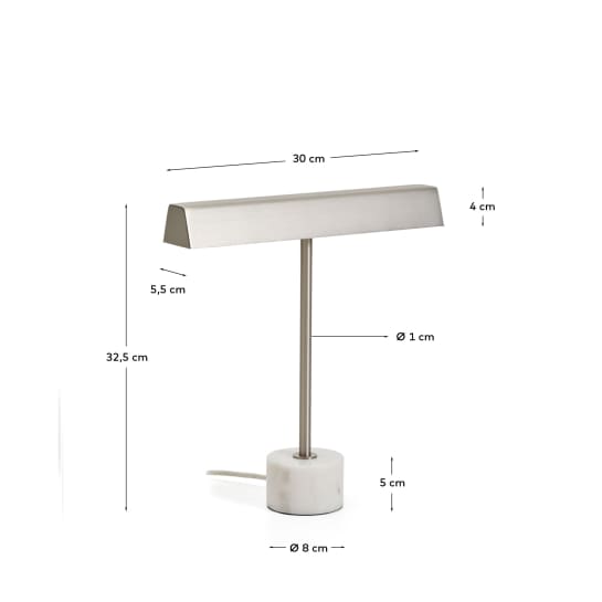 Lynor brushed metal table lamp with white marble base - sizes