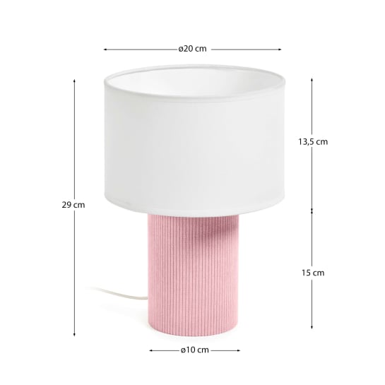 Bianella cotton and pink corduroy table lamp - sizes