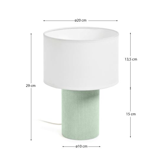 Bianella cotton and turquoise corduroy table lamp - sizes