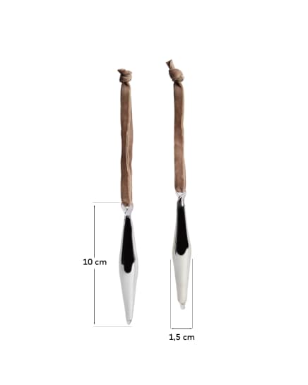 Σετ 2 κρεμαστών στολιδιών Isven από ανακυκλωμένο γυαλί σε ασημί χρώμα 10 cm - μεγέθη