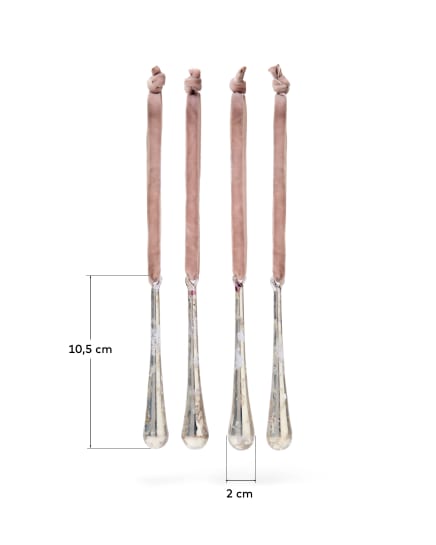 Σετ 4 κρεμαστών διακοσμητικών Alsenia από ανακυκλωμένο γυαλί σε ασημί χρώμα 10,5 cm - μεγέθη