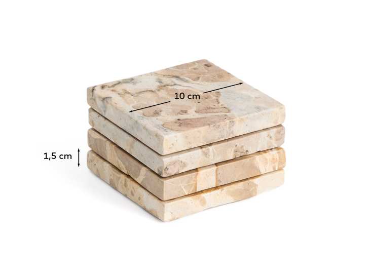 Set of 4 beige Malder marble coasters - sizes