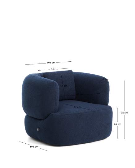 Martina navy blue bouclé armchair with cushion FSC Mix Credit - sizes