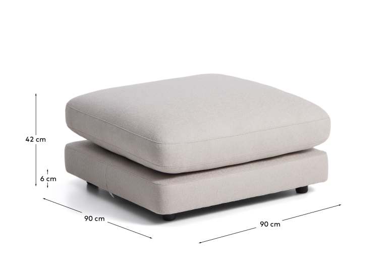 Gala grey micro bouclé footstool FSC Mix Credit 90 x 90 cm - sizes