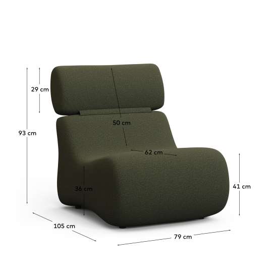 Club dark green bouclé armchair - sizes