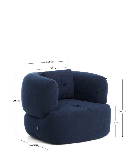 Martina navy blue bouclé armchair with cushion FSC Mix Credit - sizes