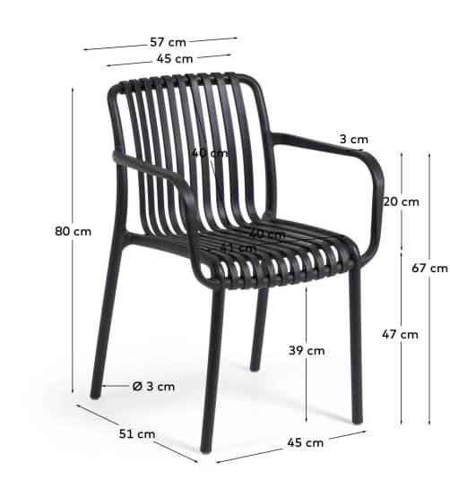 Isabellini stackable outdoor chair in black - sizes