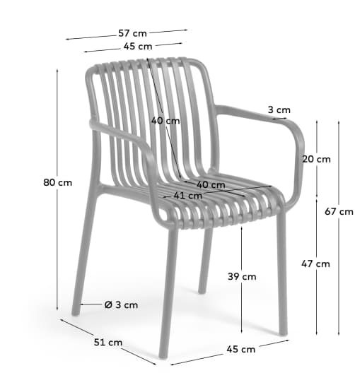 Isabellini stackable outdoor chair in light grey - sizes