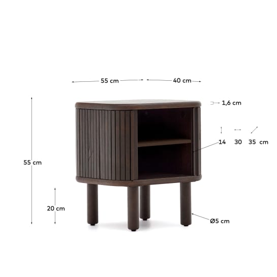 Mailen bedside table in ash veneer with a dark finish 50 x 55 cm - sizes