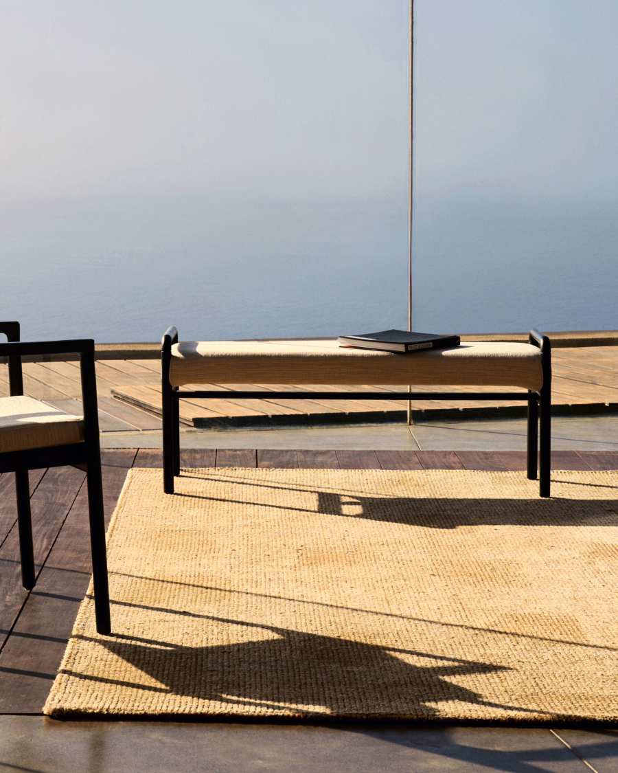 Macaret bench with removable cover solid oak wood with black finish 120 cm FSC Mix Credit